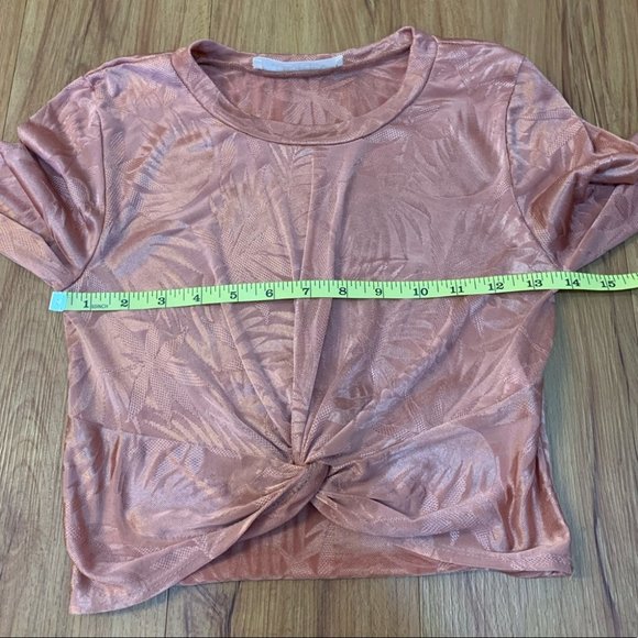 Audrey 3+1 Long Sleeve Twist Front Orange Crop Top - Picture 9 of 13